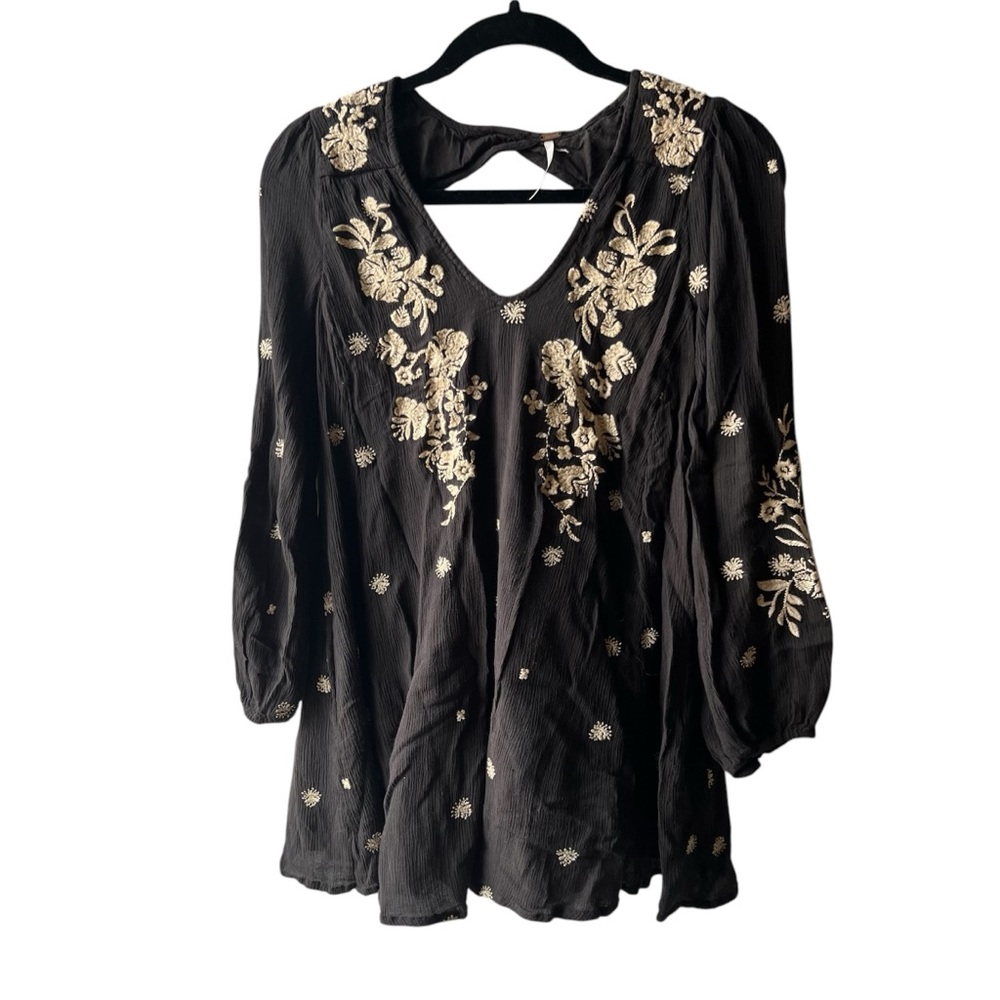 Free People cotton embroidered flowy boho mini dress
